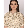 thumbnail image 5 of DressBerry Women's Printed Crop Shirt Short Sleeves Buttoned Comfy Summer Collared Sheer Mesh High Rise Short Top, 5 of 7