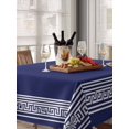 thumbnail image 6 of Navy Blue Geometric Table Cloth, White Greek Key Farmhouse Waterproof Tablecloth for Rectangle Tables, Reusable Washable Fabric Table Cover for Restaurant Kitchen Dining Tables 60"x84", 6 of 6