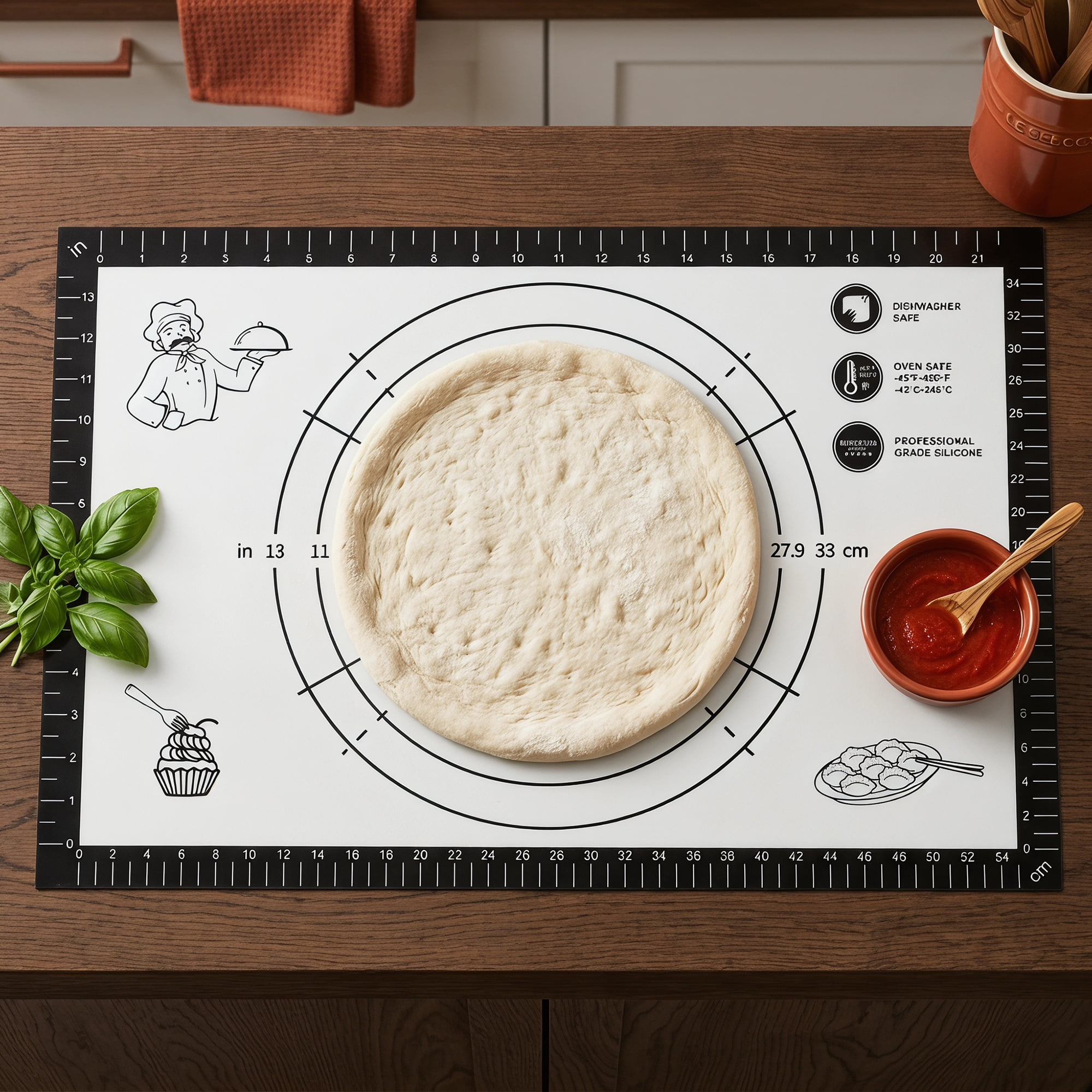 Unique Bargains Thickened Silicone Pastry Baking Mat with Measurements Black 15.7"x23.6"
