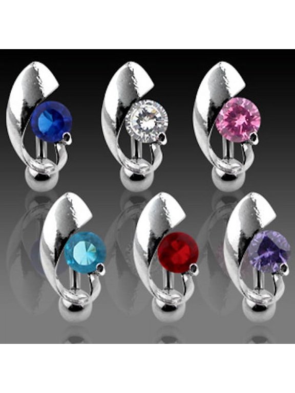 Shell/Conch Upside Down Dangle Belly Ring 14G (1.6MM) #172 (Clear)