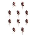 thumbnail image 1 of Cateissary Rama de pino helada de nieve falsa, decoración de Navidad de plástico, rama de pino de nieve artificial DIY, cono rojo flor de pino rojo 10piezas, 1 of 6