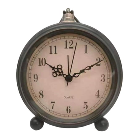 hejhncii Antique Desk Metal Alarm Clock Quiet Sweeping with Night Light Battery Operated