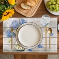 thumbnail image 4 of Blue Tulip Placemats Set of 8, Vintage Spring Floral Retro Art Butterfly Wooden Placemats for Dining Table, Place Mats for Kitchen Tabletop, Waterproof Wipeable Dining Table Mats Set, 4 of 9