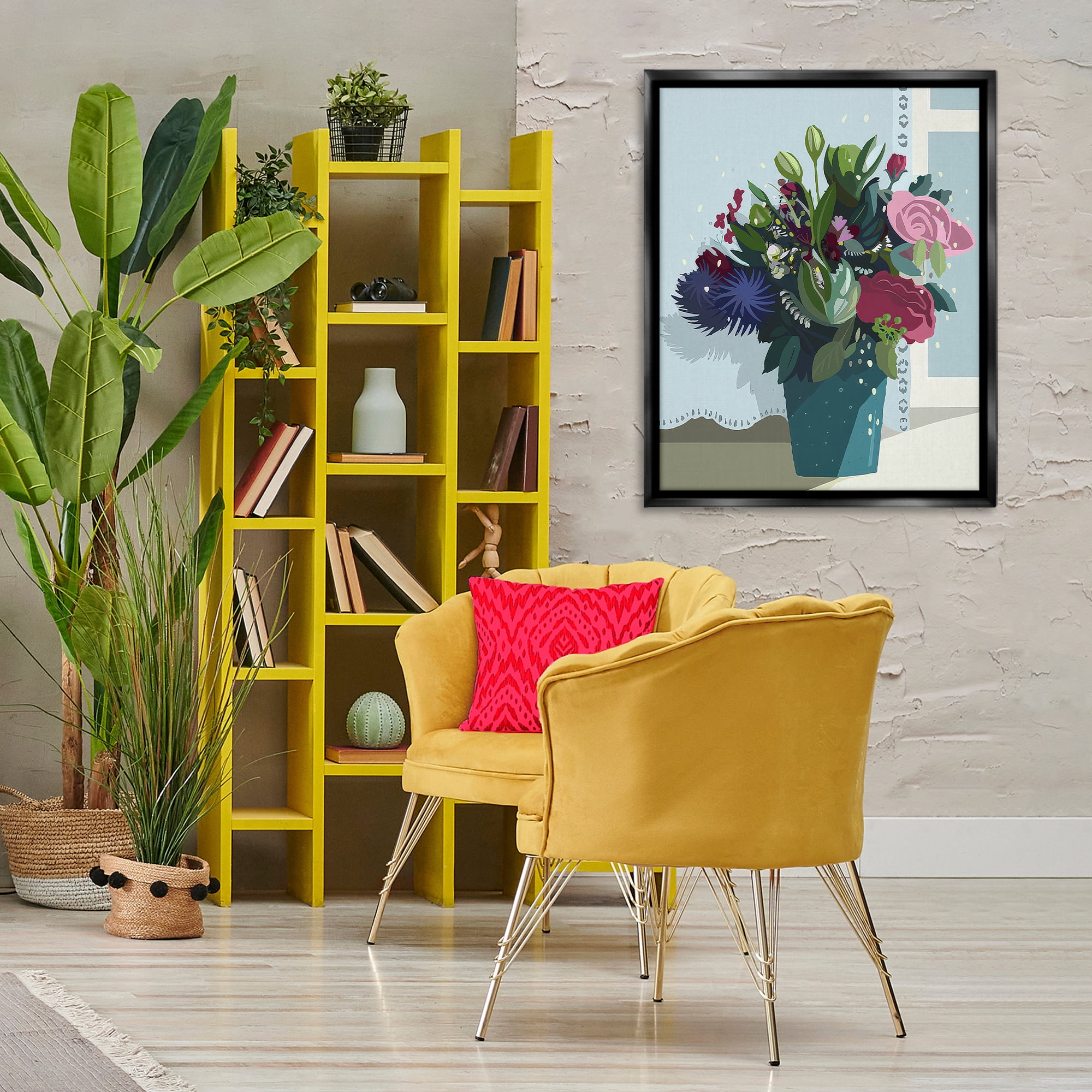Stupell Industries After The Wedding Bouquet Plants & Flowers Painting Black Floater Framed Canvas Art Print Wall Art, 25 x 31