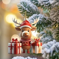 Anhility Acrylic Cow Christmas Ornament, Christmas Cow Decor, Cow Gifts for Women Men, Farmhouse Tree Ornament, Farm Animal Gifts, Hanging Ornaments for Rustic Tree, Christmas Ornament Supplies, 8"