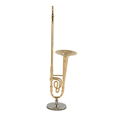 thumbnail image 1 of 4 Pcs 12cm Miniature Pure Copper Trombone Model with Support Mini Musical Instrument Model with Black Leather Box, 1 of 5