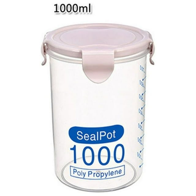 LEEYNEER Liquidation! Contenants de Rangement en Verre avec Couvercles Boîte de Rangement de Cuisine Scellée Conservation des Aliments Pot Frais en Plastique Contenant Rose