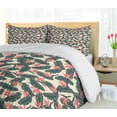 thumbnail image 5 of Ambesonne Tropic Duvet Cover Set, Summer Banana Leaves Pattern, 2-Calking, Cream Jade Green and Coral, 5 of 7
