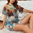 thumbnail image 5 of Yiaed Cloud Guinea Pig Print Short Sleeve Pajama Sets for Women Casual Crew Neck 2 Piece Lounge Sets Women's Short-Sleeved Pajama-Large, 5 of 5