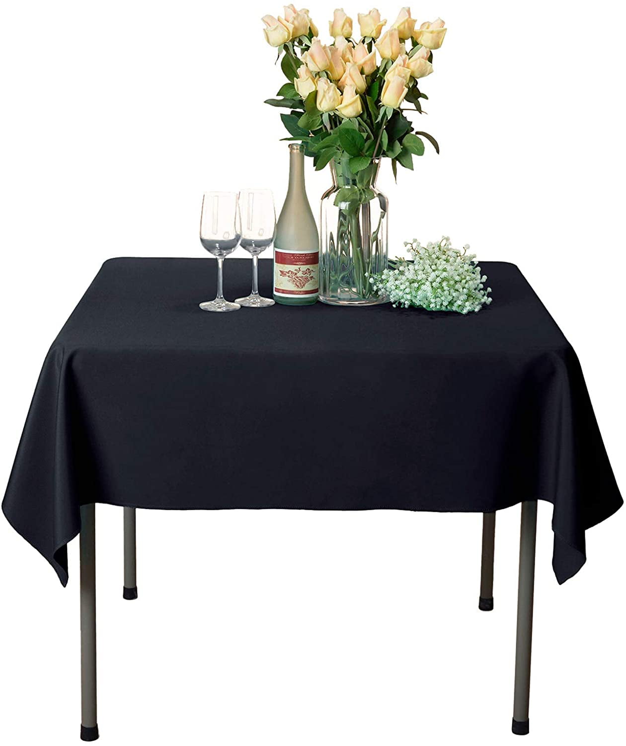 Plus Size Square Polyester Fabric Flower Tablecloth Banquet Table Cover 