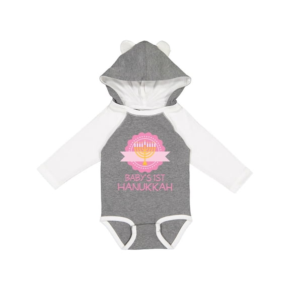 Inktastic Babys 1st Hanukkah Girls Long Sleeve Baby Bodysuit