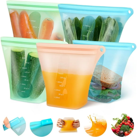 Eco-Conscious Travel Companion Reusable Storage Bags, Innovative Food-Grade Material Leakproof Vacuum Containers, Freezer Safe and Dishwasher-Safe for Easy Cleanup, Airtight and