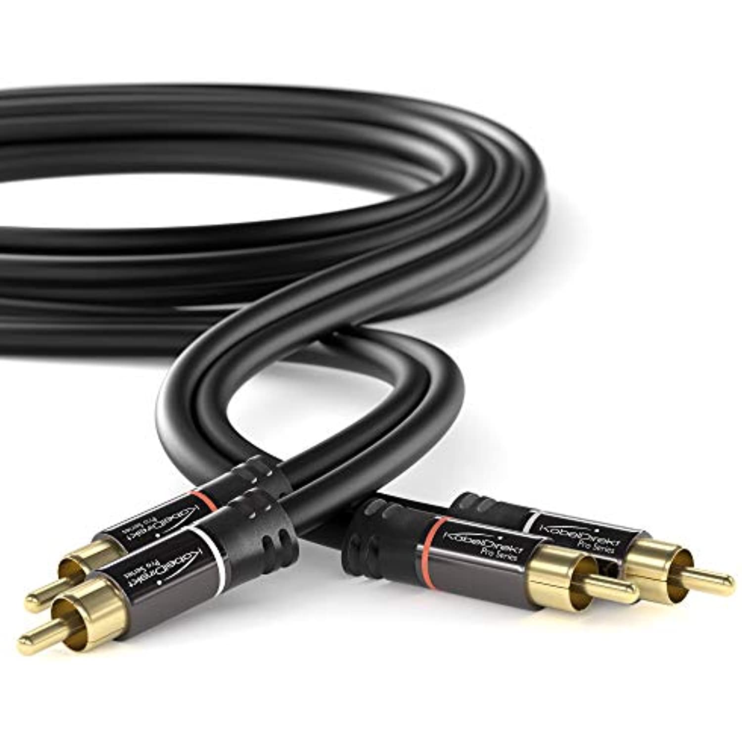 kabeldirekt rca stereo cable/cord (10 ft/feet short, dual 2 x rca male to 2 x rca male audio cable, digital & analogue, double-shielded, pro series) supports (amplifiers, av receivers, hi-fi) - image 2 of 6