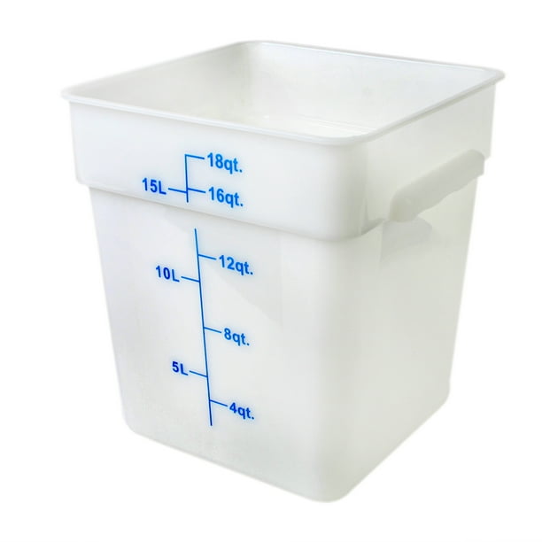Excellante 18 quart plastic square food storage containers white, NSF