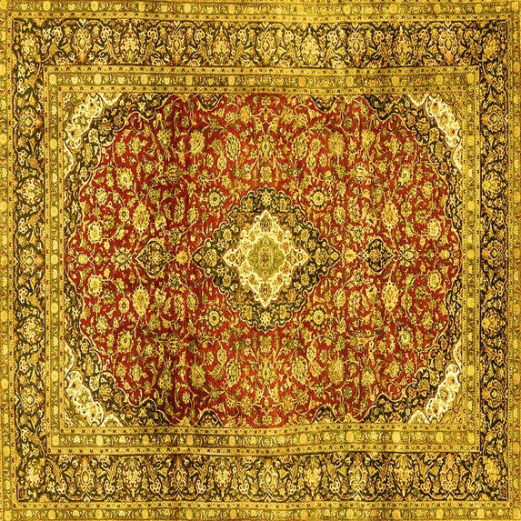 Ahgly Company Indoor Square Persian Yellow Traditional Area Rugs, 6' Square