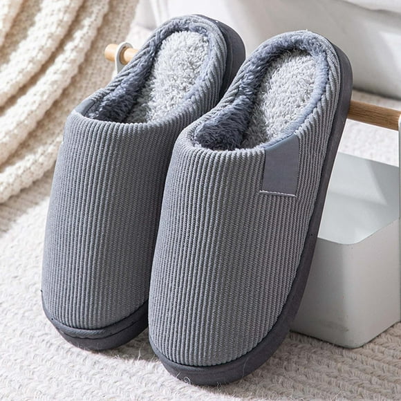 Zapatillas de algodón acogedoras para mujeres y hombres - Zapatos de interior con forro polar cálido para el hogar, suelas antideslizantes cómodas y suaves