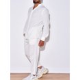 thumbnail image 3 of Mialoley Men's 2 Piece Linen Set Solid Color Button Down Long Sleeve Shirts Casual Cargo Pants with Pockets Fall Outfits, 3 of 5