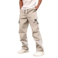 thumbnail image 3 of HOMADLES Cargo Pants for Men Straight Leg Loose Fit Work Pants Side Pocket Outdoor Hiking Breathable Athletic Pants Beige Size L, 3 of 8