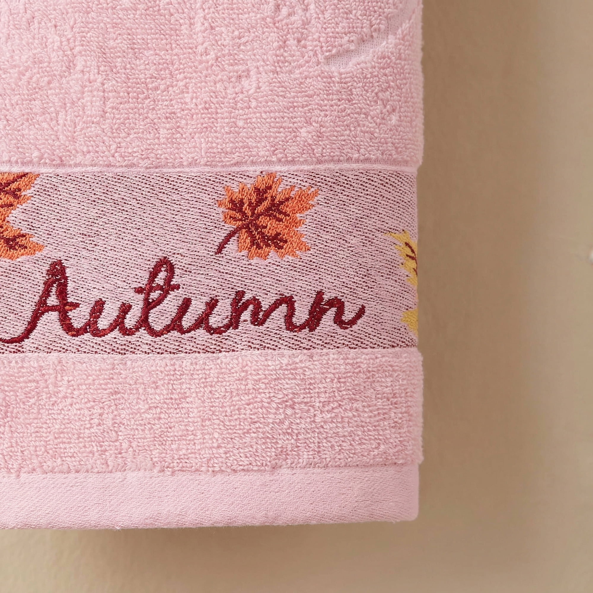 Unique Bargains Maple Leaf Jacquard Soft Absorbent Quick Dry Towels Pink 2pk