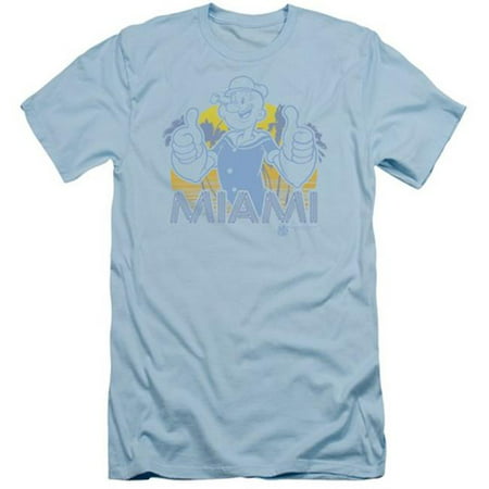Popeye-Miami Short Sleeve Adult 30-1 Tee, Light Blue -