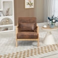 thumbnail image 2 of SYNGAR Mid-Century Accent Chair, Modern Wood Armchair with Waist Cushion for Bedroom, Reception Room and Living Room, Reading Armchair for Sunroom, 22.8" Spacious Seat, Brown, 2 of 8