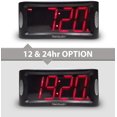 thumbnail image 4 of Reloj despertador digital LED - Reloj despertador matutino para personas que duermen mucho Reloj despertador iluminado con números rojos grandes - Negro (12/24 horas), 4 of 5