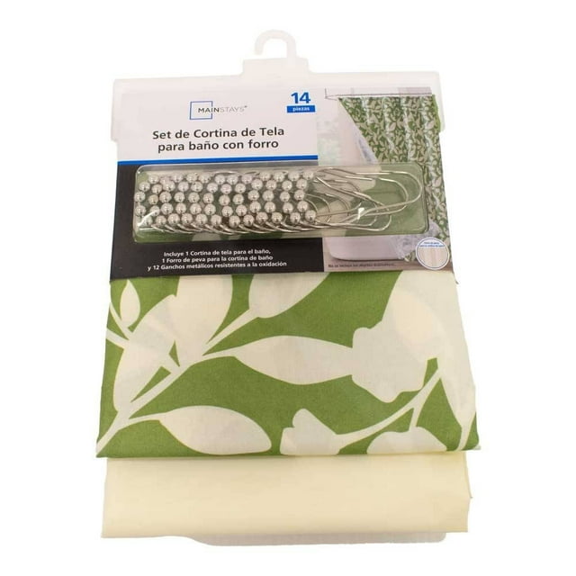 Set de Cortina para Baño Mainstays 182.8 x 182.8 cm Estampada Color Verde