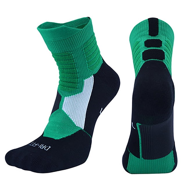 MIASHUI Men's Running Socks Athletic Cushioned Towel Bottom Breathable Low Cut Sports Socks for and Gym Green