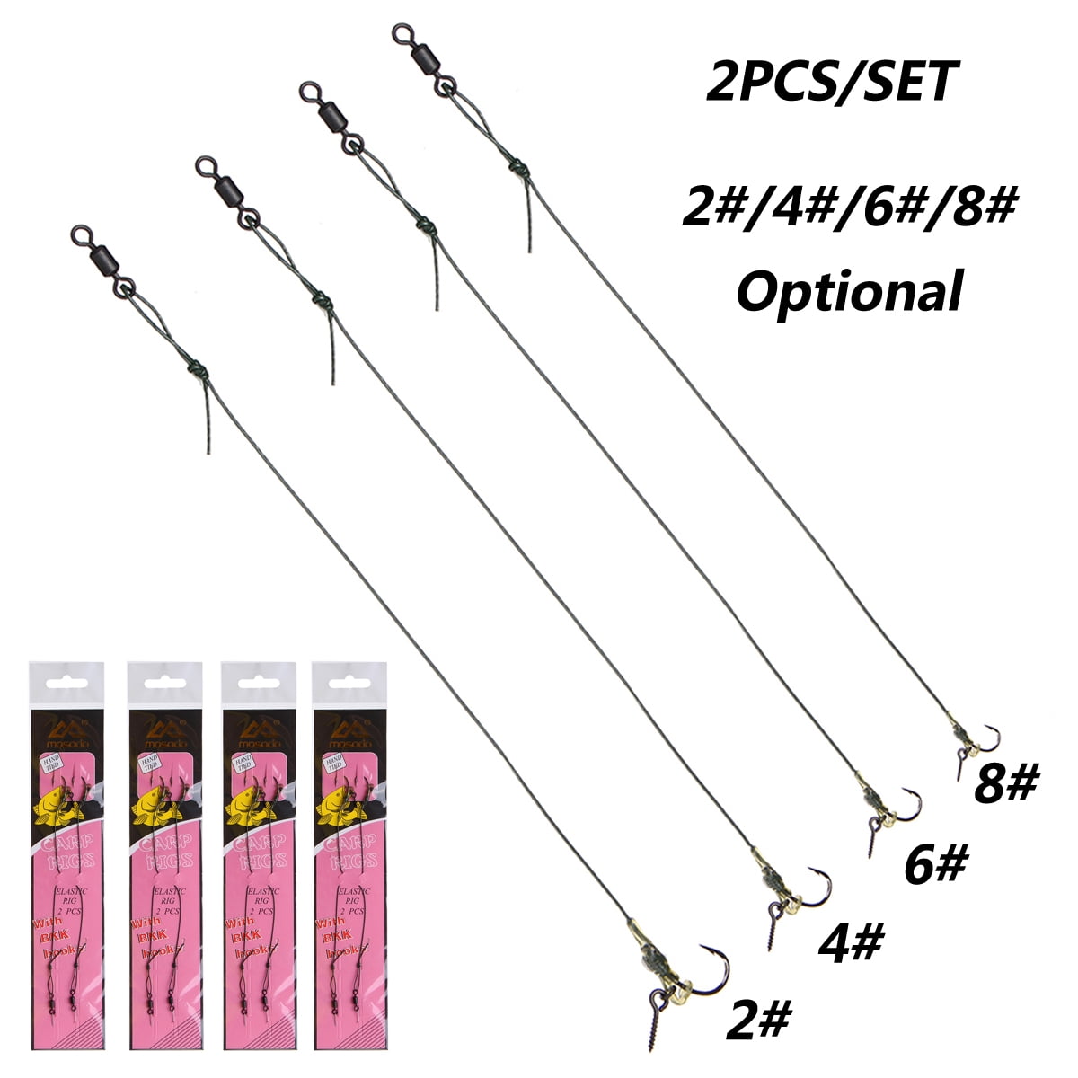 2PCS Carp Fishing Terminal Tackle Kit Rigs Lead Clips Set With Hook 2 4