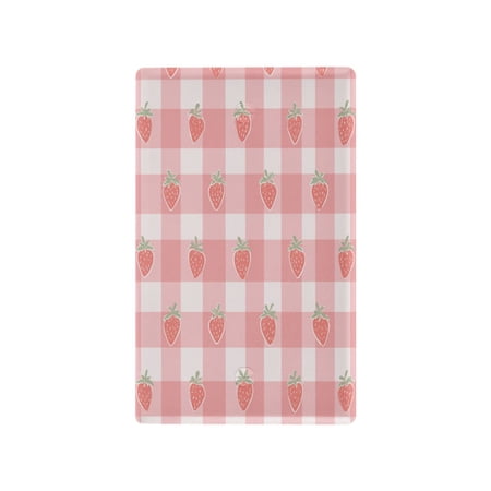 Pink Gingham Strawberry Decorative Wall Plate, Flame Retardant PC Plastic Light Switch & Outlet Cover with Mounting Screws Fits Blank Unused Outlet