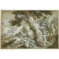 thumbnail image 2 of Paolo Gerolamo Piola 18x14 Black Ornate Wood Framed Double Matted Museum Art Print Titled - The Rest on the Flight into Egypt (From 1690 Until 1694), 2 of 5