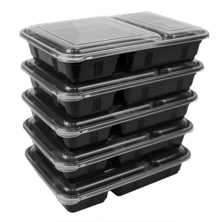 Home Basic 10 Piece 2 Compartment BPA-Free Plastic Meal Prep Containers,  Black, FOOD PREP