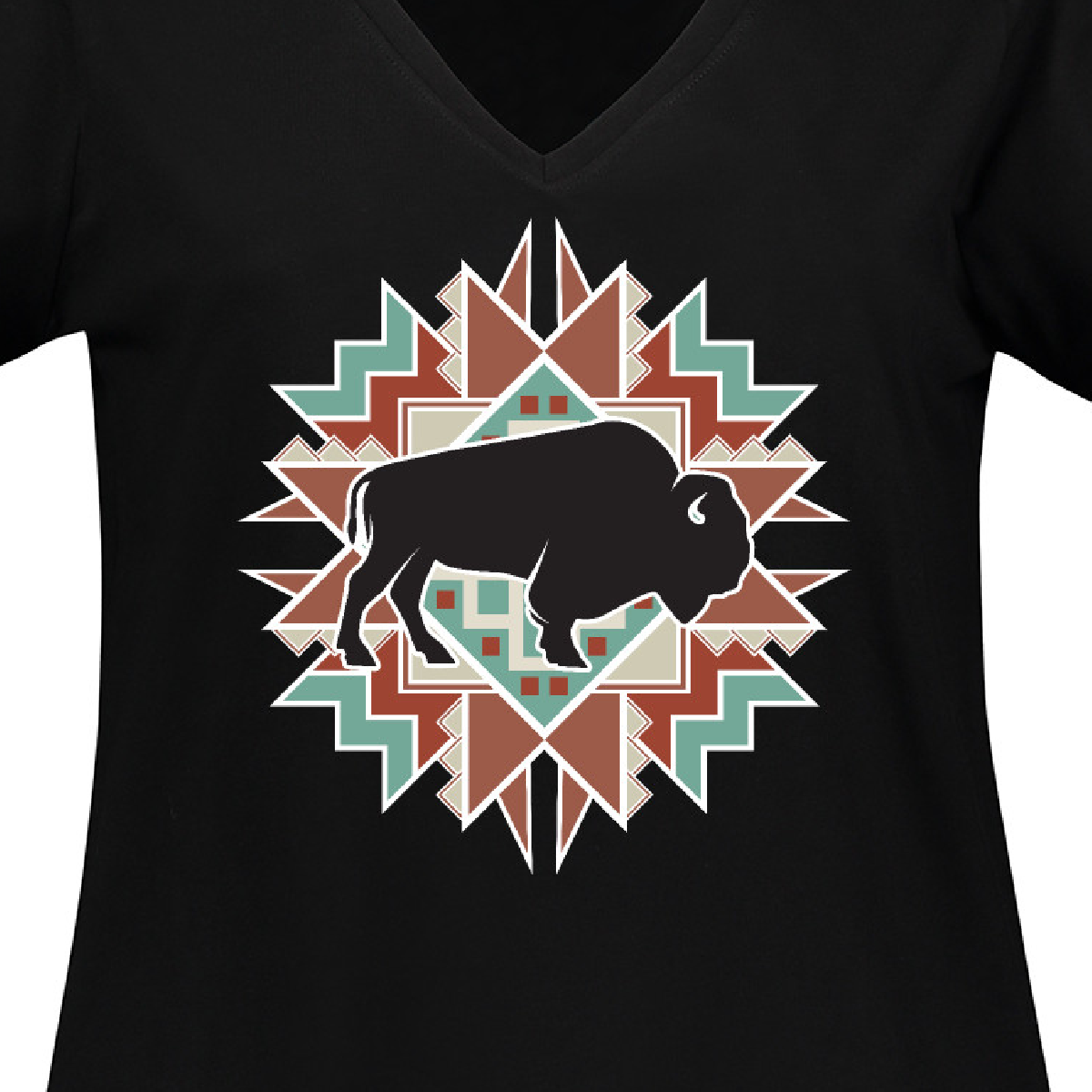 Inktastic Buffalo Cute Western Pattern Women's Plus Size V-Neck T-Shirt - image 3 of 4
