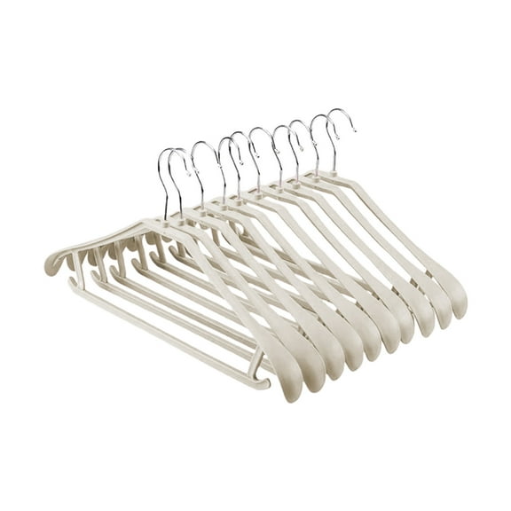Non-Slip Clothes Hangers, 10-Pack Space Saving Drying Racks, Durable and Sturdy Hangers for Shirts, Pants, and Dresses ( Beige )