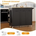 thumbnail image 4 of Rolling Kitchen Island Cart with Trash Can Storage ,Kitchen Island with Drop Leaf & Power Outlet , Kitchen Rolling Island with Spice Rack & Towel Rack, Holder, Knife Mobile Island Table for Kitchen, 4 of 6