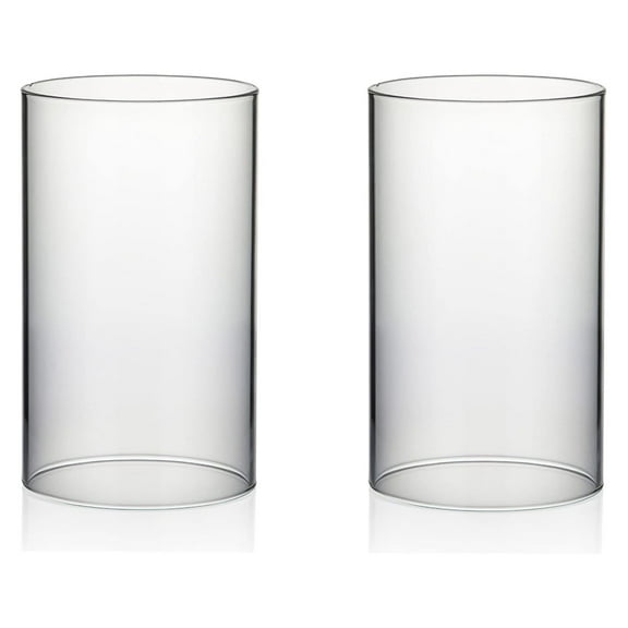 Candle Holder Sleeve, Wide 3.5", Height 6", 2 Pieces, Clear Glass Cylinder Open Both Ends, Chimney Shade Tube (HST3506_2pc)