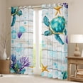 thumbnail image 2 of Erosebridal Sea Turtle Curtains for Living Room, Lodge House 30%-50% Blackout Curtains Set of 2 (38x45), Kawaii Starfish Curtains Pack of 2, Window Drapes Bedroom Decor, 2 of 6