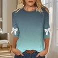 thumbnail image 2 of Jsaierl 3/4 Length Sleeve Plus Size Womens Tops Summer Crew Neck Shirts Boho Gradient Petite Blouses Classic Holiday T-shirts Top S-5XL, 2 of 7