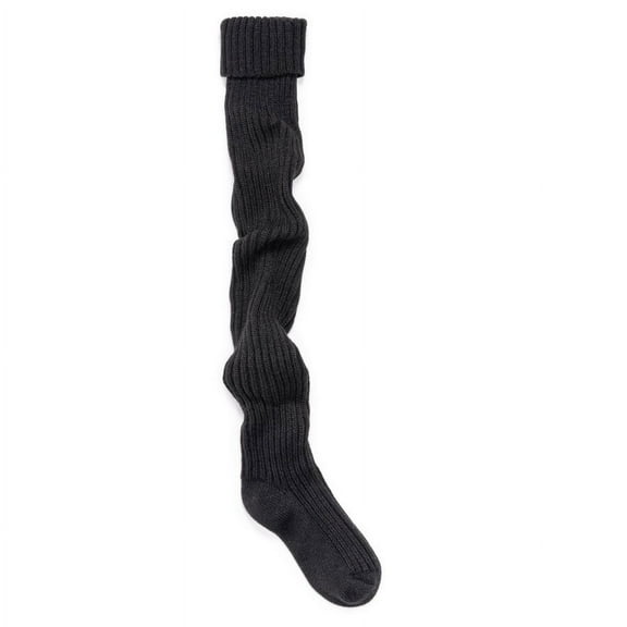 MUK LUKS Women's Chunky Ribbed Over the Knee Socks-Ebony OS