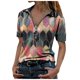 thumbnail image 1 of Gibobby Camisa&nbsp;Vaquera Solapa Tops Cremallera Camiseta Manga corta Moda Impreso Verano Mujer Cuello Blusa Mujer（Rojo， XXXL), 1 of 3