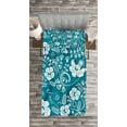 thumbnail image 3 of Ambesonne Flowers Quilted Bedspread Set 2 Pcs, Floral Romantic Beams, Twin Size, Petrol Blue Teal White, 3 of 3