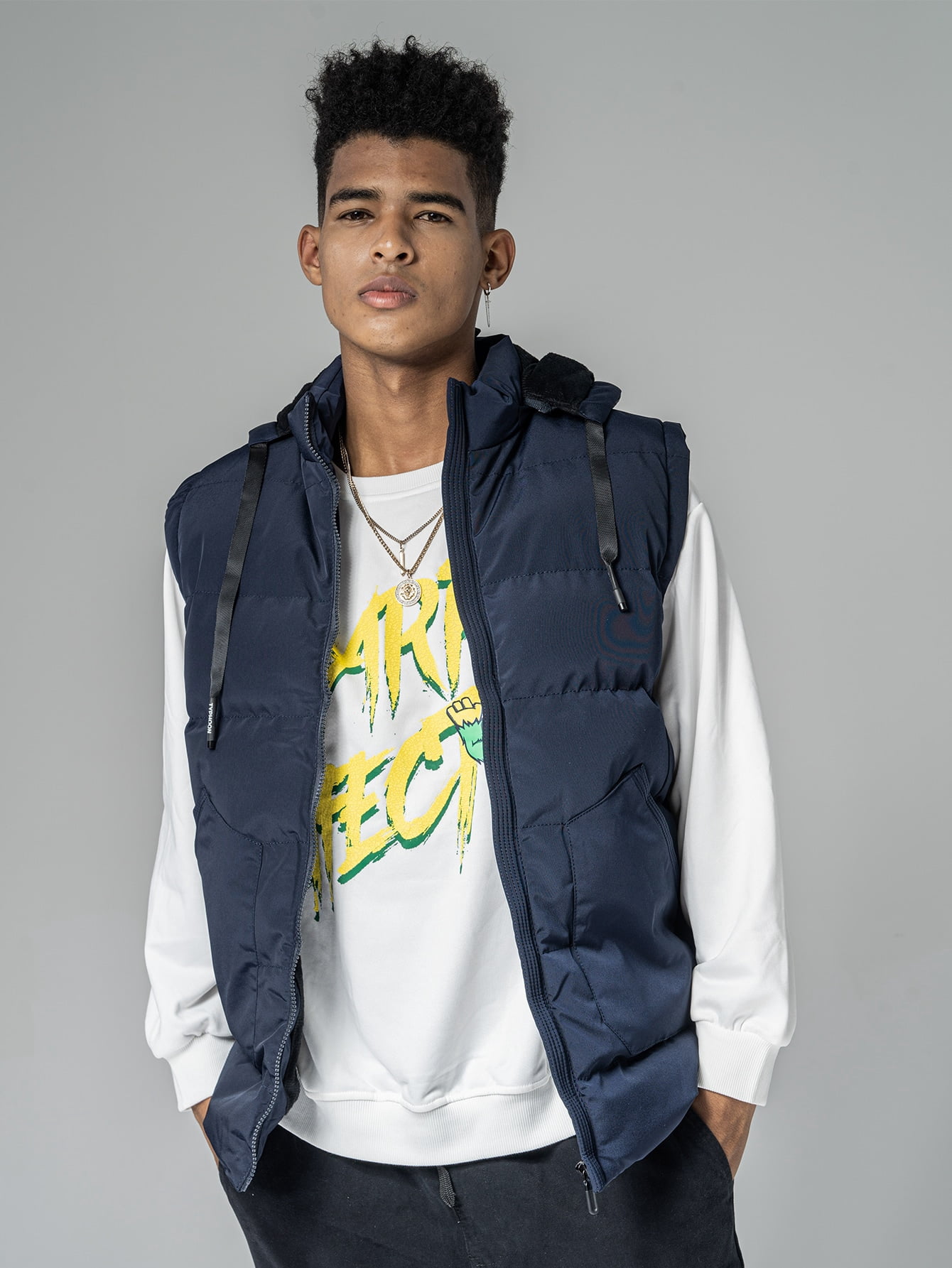 Hooded Vest Puffer Coat 