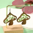 thumbnail image 3 of Acrylic Mushroom Hook Earrings Wood Cut Design Green Clear Lightweight Dangle Jewelry for Women Nature Style Accessory, 3 of 5