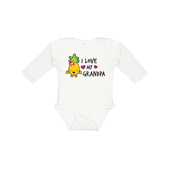 Inktastic I Love My Grandpa with Pineapple Girls Long Sleeve Baby Bodysuit