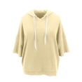 thumbnail image 4 of Women Hoodies Relaxed Bat Sleeve Hooded Sweatshirt with Drawstring Pullover for Spring Summer Fall Women Sweatshirt White Jacket, 4 of 5