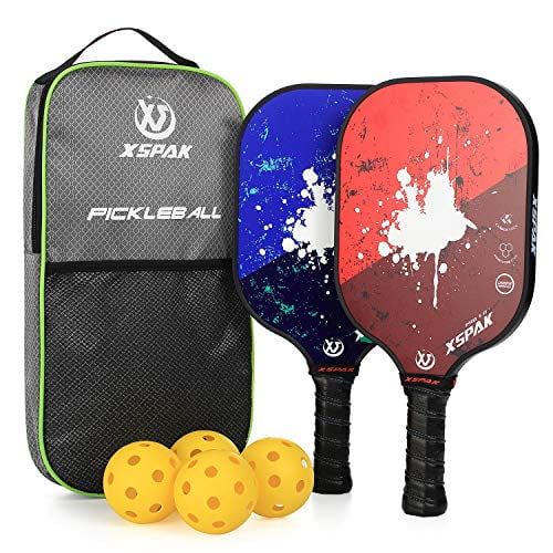 XS XSPAK Pickleball Paddles Set, USAPA Pickleball Rackets Set of 2 Feature a Premium Graphite Craft and Polymer Honeycomb Core, Including Bag and 4 Balls Gift Kit Men Women Kids Indoor Outdoor