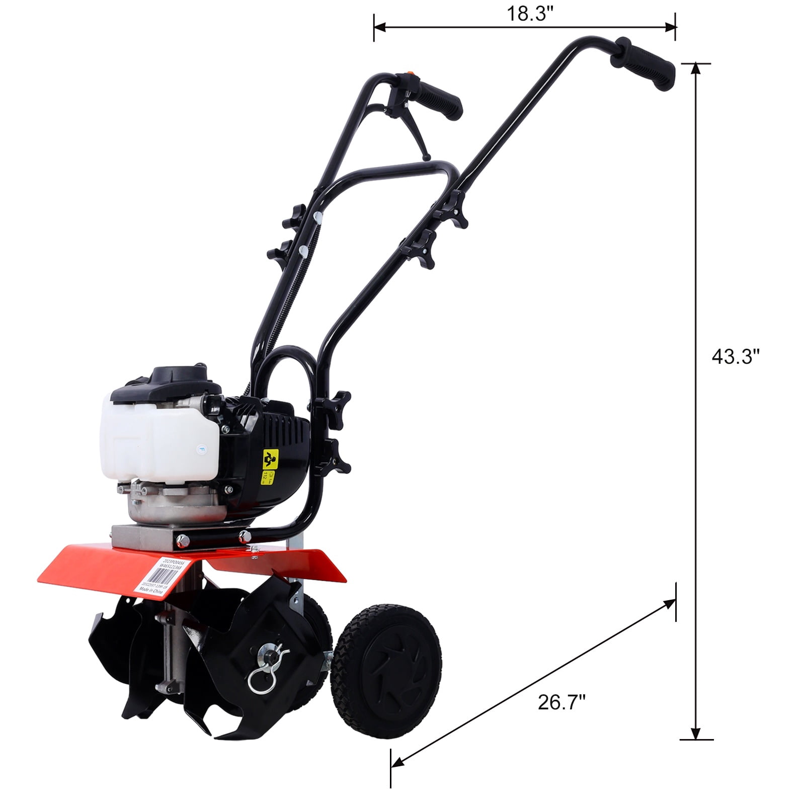 37.7cc 4-Stroke Mini Tiller Cultivator, Viper Engine with Gear Drive Transmission, 240mm Tilling Width, Stand-Up Start for Gardens & Flower Beds