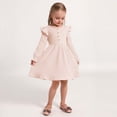 thumbnail image 3 of Hotiary 2-7Y Girls Fall Winter Casual Ribbed Knit Dresses Ruffle Long Sleeve Sweater Dress Button Party Holiday Dress, 3 of 8