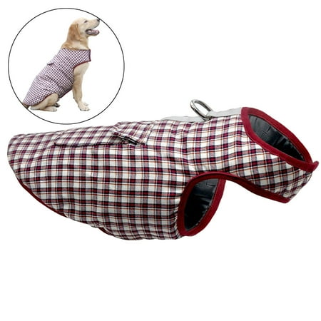 - Dog Vest Plaid Waterproof Windproof Cotton Dog Clothes Pet Jacket Large Dog Coat Dog Apparel for Cold Weather Winter (Red)