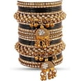 thumbnail image 2 of Bridal Bangle Set for Women | Lightweight Traditional Indian Jewelry | Black Ethnic Bangles Size 2.10 Extra Large for Weddings & Festivals, 2 of 5